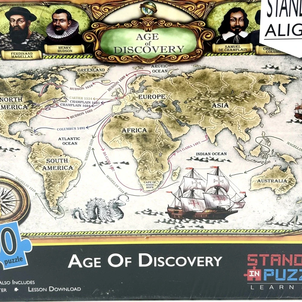 Standards In Puzzles Age of Discovery 500 Piece Educational World Map Puzzle NEW